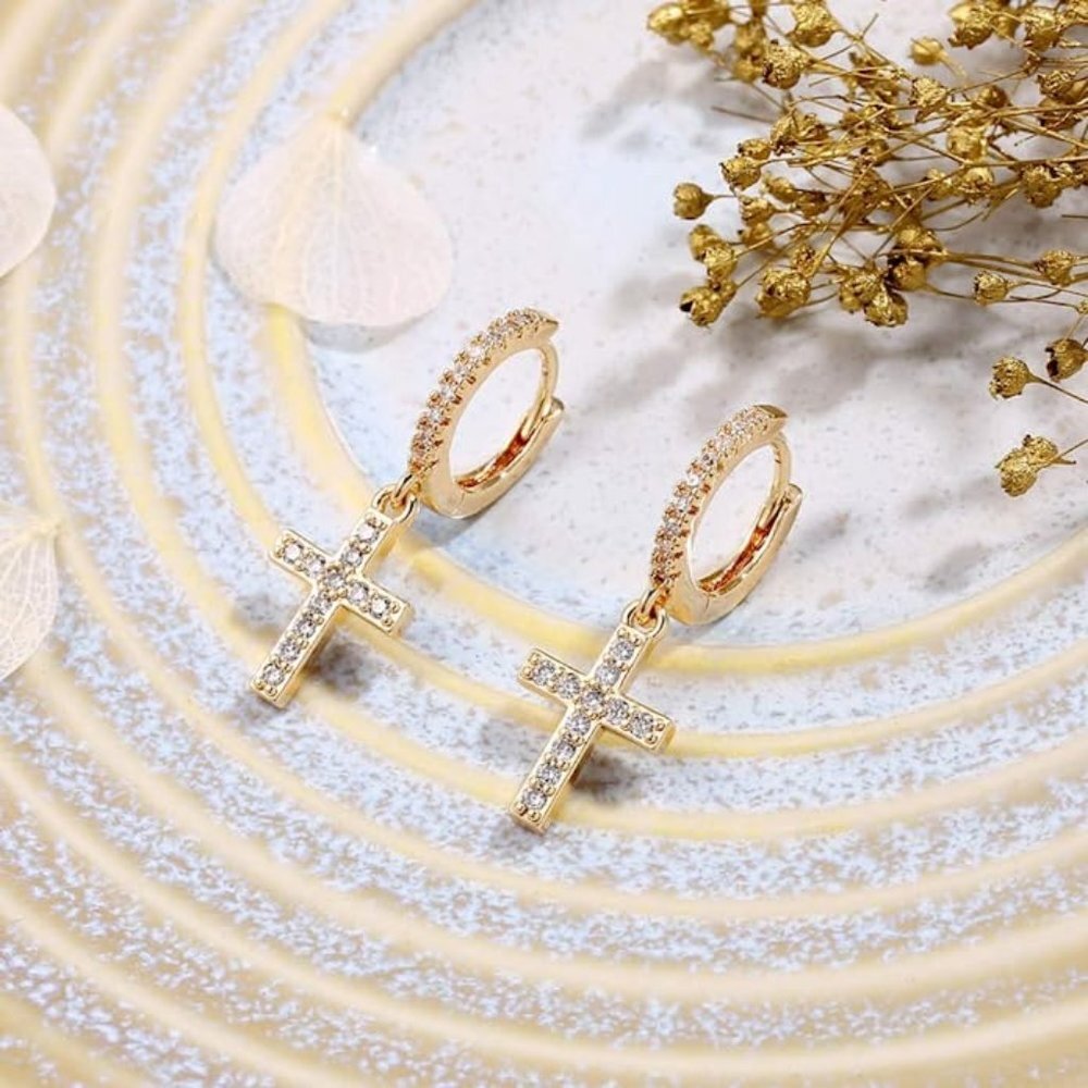 Cross 14K Gold Earrings